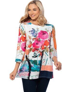 Trisha Tyler Floral Watercolor Knit Tunic Size Small